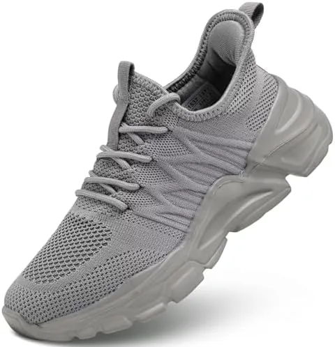 kvovzo womens slip on walking shoes comfort light breathable running tennis sneakers non slip mesh work casual sports shoes grey 95