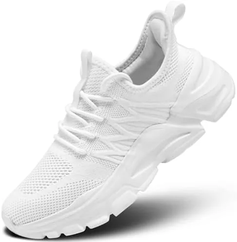 kvovzo womens slip on walking shoes comfort light breathable running tennis sneakers non slip mesh work casual sports shoes white 9